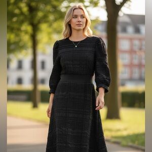 10 Crosby Derek Lam Elegant Black Long Sleeve Dress